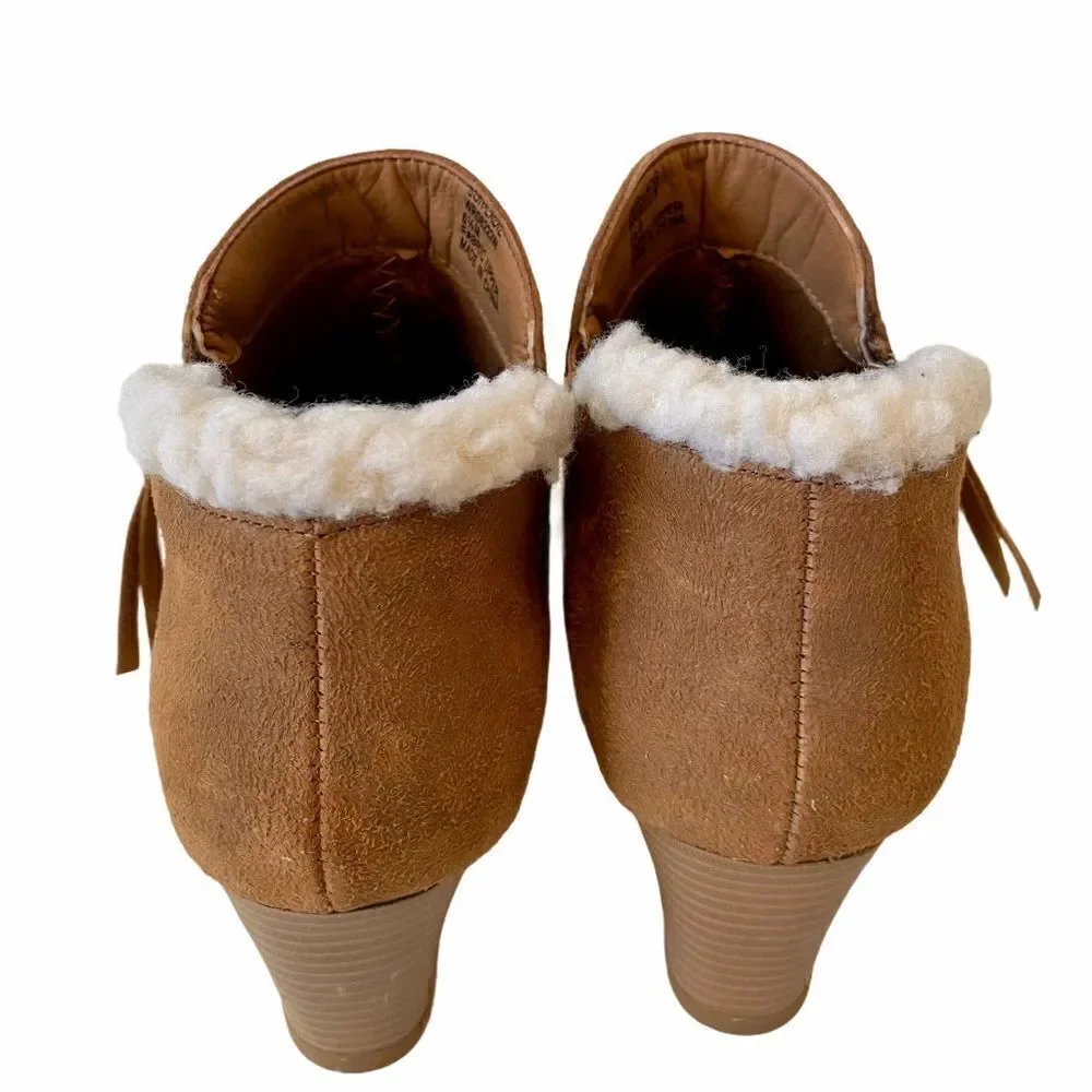 Sugar Brand Light Brown Faux a suede Ankle Boots w/side zipper.